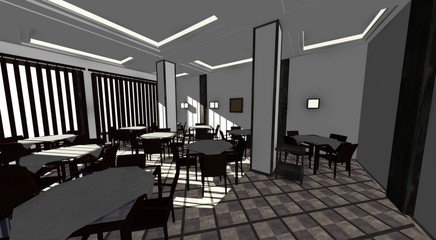 3d render of restaurant interior