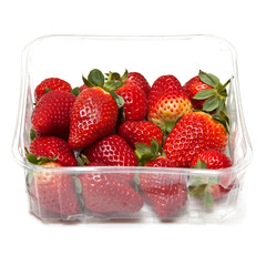 Strawberries isolated on a white studio background.