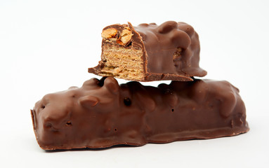 chocolate with nuts isolated