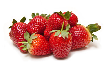 Fototapeta na wymiar Strawberries isolated on a white studio background.