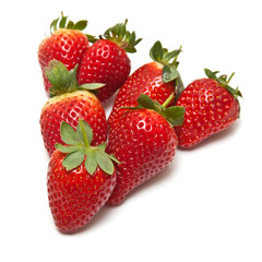 Strawberries isolated on a white studio background.