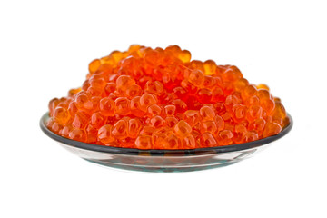 Salmon red caviar in plate