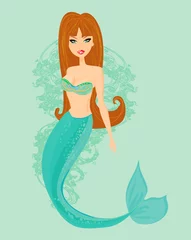 Foto op Canvas Illustratie van een mooie zeemeermin © diavolessa