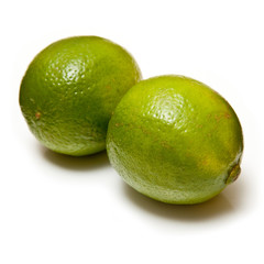 Lemons and Limes isolated on a white studio background.