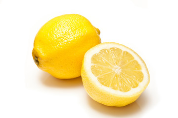 Lemons isolated on a white studio background.