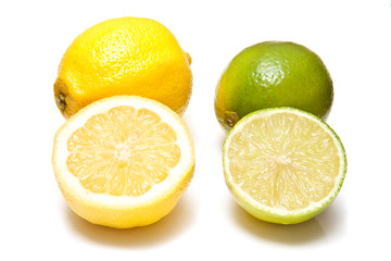 Lemons and Limes isolated on a white background.