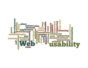 Web Usability word cloud isolated on white background