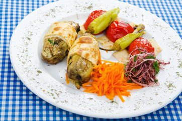 Grilled vegetables served in the plate