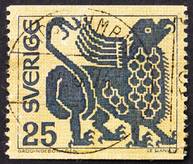 Postage stamp Sweden 1971 Griffin, Mythical Creature