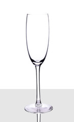 Empty champagne glass, isolated on a white background