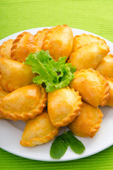 Patties stuffed with meat in the plate