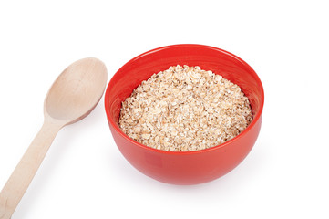 oat flakes in plate isolated on white