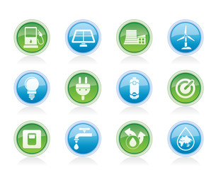 Ecology, power and energy icons - vector icon set