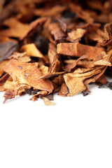 Dry tobacco leaves isolated