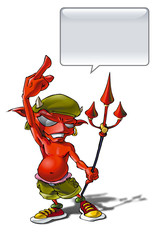 Little Devil  giving the finger (Clipping Path)