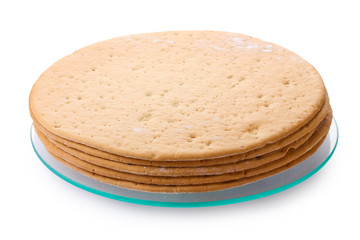 cakes for cake on glass stand  isolated on white