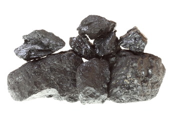 Pieces of coal isolated on white background