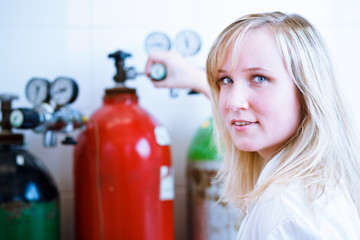 Closeup of a female researcher/chemistry student