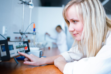 Closeup of a female researcher/chemistry student