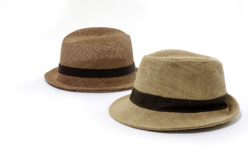 Fototapeta na wymiar straw hat and burlap hat