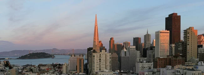 Abwaschbare Fototapete San Francisco Innenstadt von San Francisco und Bay Bridge