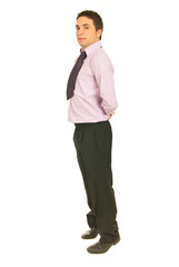 Business man standing on toes