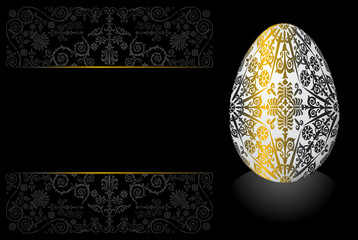 painted Easter egg and grey decoration