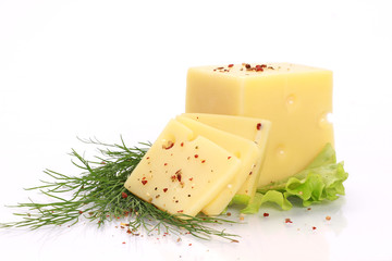 Cut cheese with dill and spices