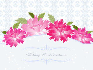 Wedding invitation with flower and seamless pattern background