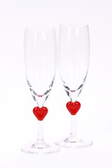 Two champagne glass for celebration of Valentines day