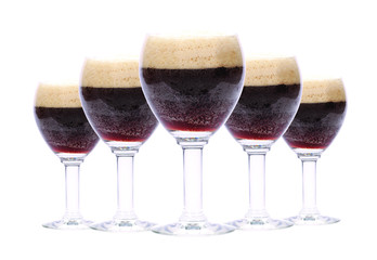 Set of dark beers isolated on white background