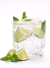 Cocktail with lime and mint.