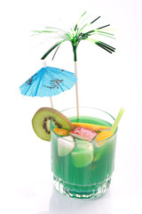 green cocktail on white background