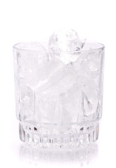 Glass of water with ice isolated on a white background