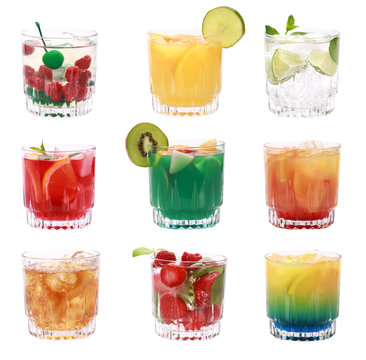 Cocktail Collection Isolated on White Background