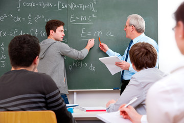 teacher with high school students