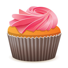 vector cupcake with pink cream