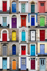 Vertical photo collage of 25 front doors - 39403345
