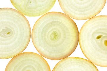 Wall murals Slices of fruit Slices of fresh Onion / background / back lit