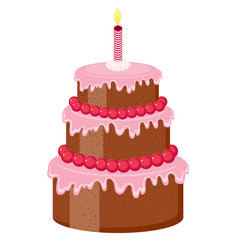 Decorated chocolate cake with candle