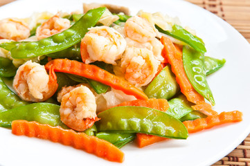 stir-fried vegetables and shrimp