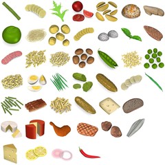 3d render of large food collection