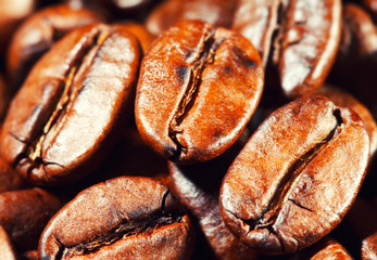 Coffee beans. Macro.
