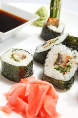 sushi with soy sauce