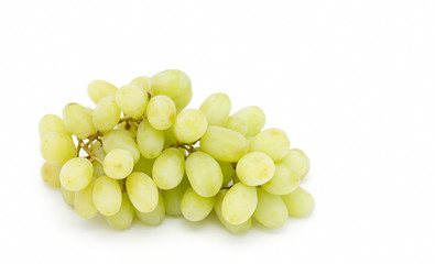 Bunch of green grapes on white background