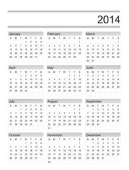 calendar 2014