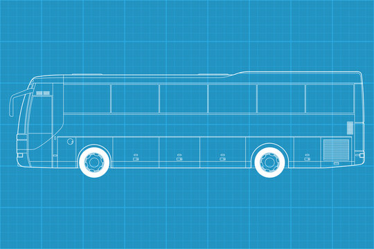 High detailed vector illustration of a passenger bus - side view