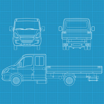 High detailed vector illustration of a truck - three side view