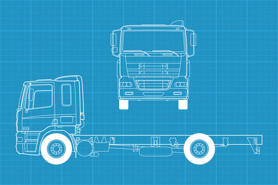 Detailed vector illustration of a truck - front and side view