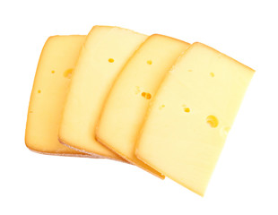 sliced cheese isolated on a white background